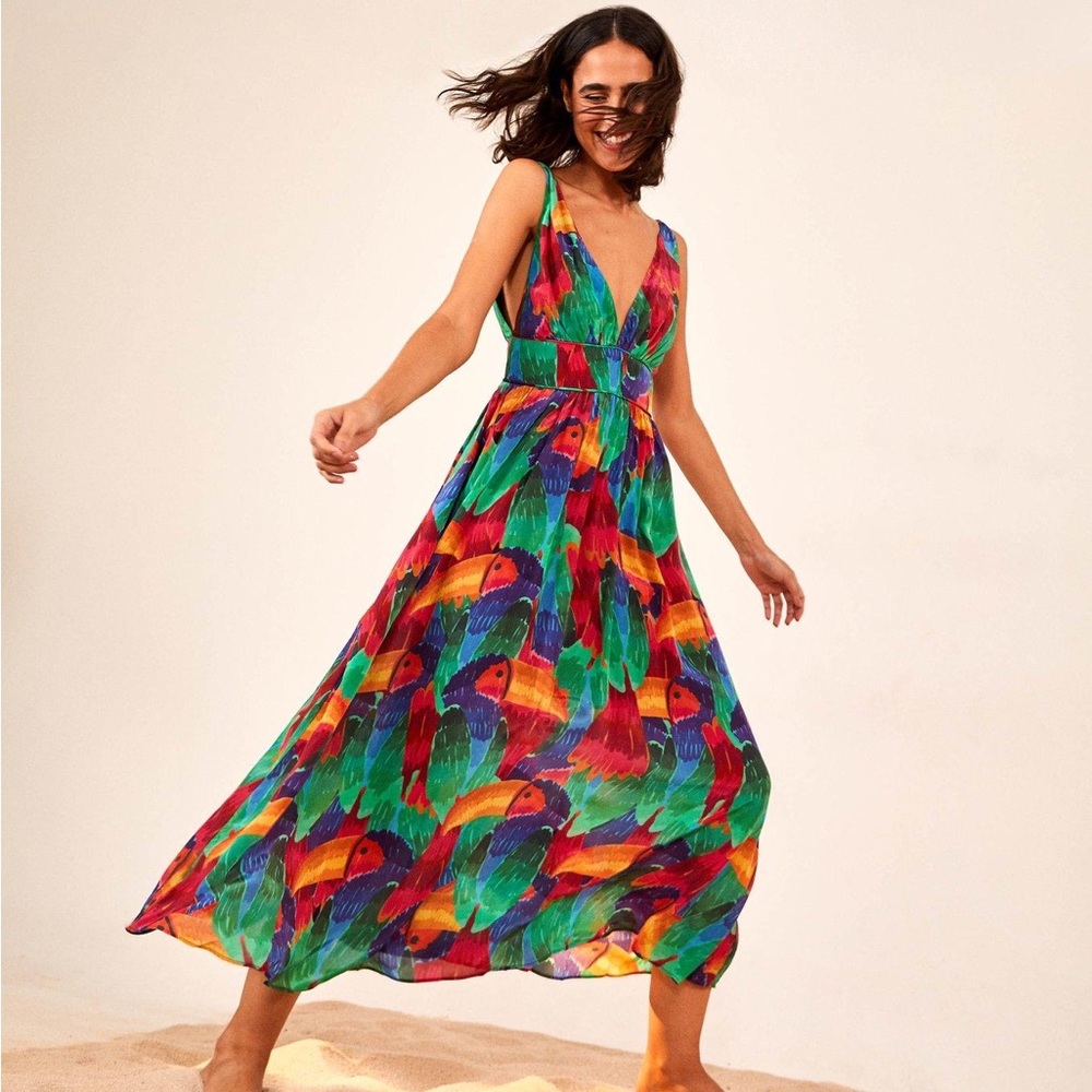 FARM Rio Painted Toucans Midi Dress - Small - NWT